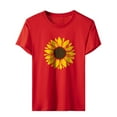 thumbnail image 4 of EGNMCR T-Shirts pour Femmes Mode pour Femmes Col Rond Manches Courtes Hauts à Imprimé de Tournesol de Pâques, 4 of 7