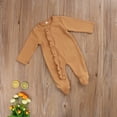 thumbnail image 3 of Franhais Newborn Infant One-piece Footed Pajamas Round Neck Zipper Footed Jumpsuit Solid Color Ruffle Nightclothes, 3 of 9