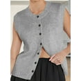 thumbnail image 3 of Sweater Vest Women 2025 Spring Summer Casual - Knit Sleeveless Button Down Tank Tops Trendy Clothes Grey L, 3 of 5
