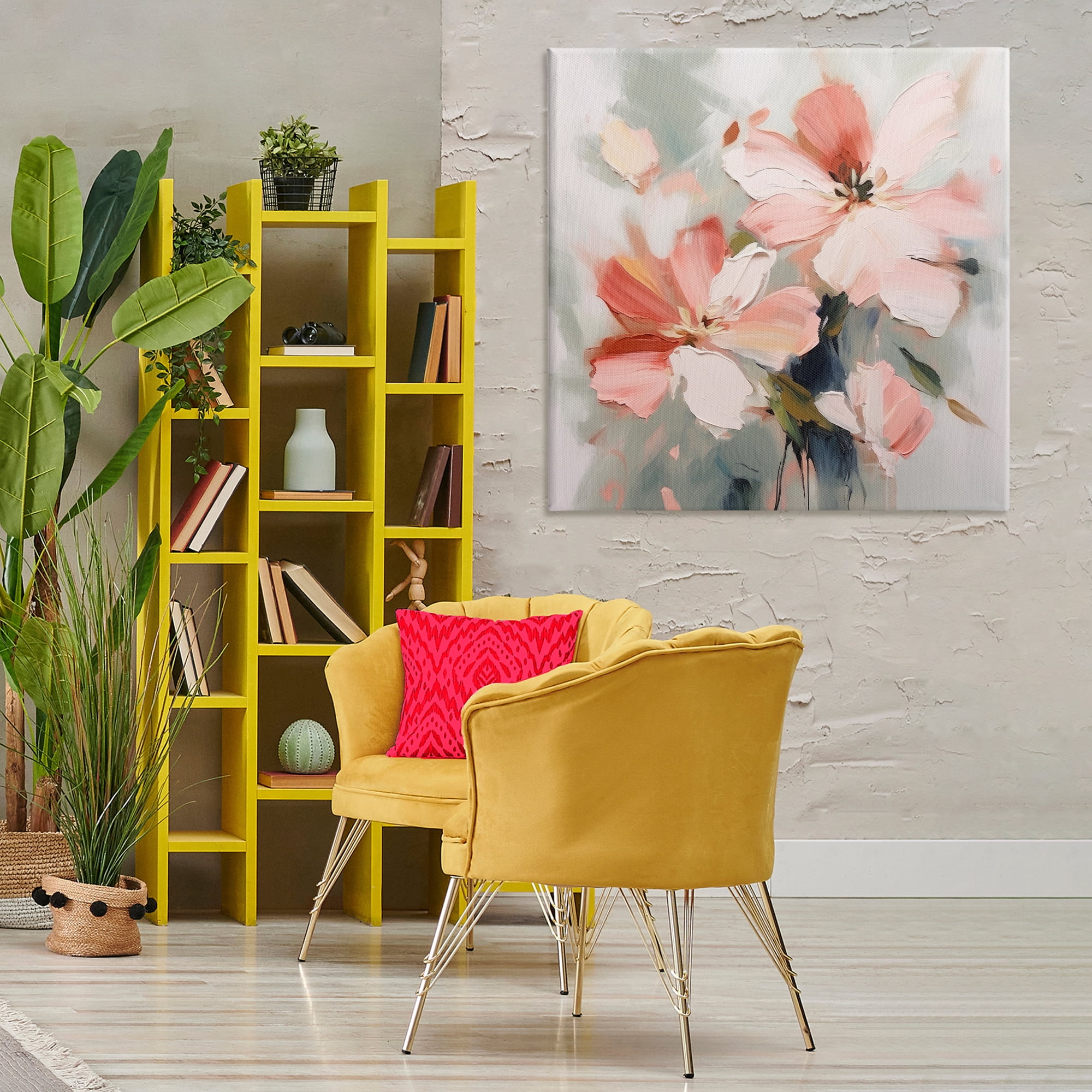 Stupell Industries Charming Pink Blossoms Plants & Flowers Painting Wrapped Canvas Art Print Wall Art, 36 x 36
