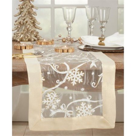 

Saro Lifestyle XJ366.GL1690B 16 x 90 in. Printed Snowflake & Ribbon Table Runner Gold