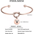 thumbnail image 2 of FEELMEM Initial Bracelet Letter Bracelet-Simple Love Knot with Initial Charm Bangle Bracelet-Bridesmaid Gift-Love Knot Bangle Stretch Bracelet Gift for Women-Bridesmaid Jewelry, 2 of 7