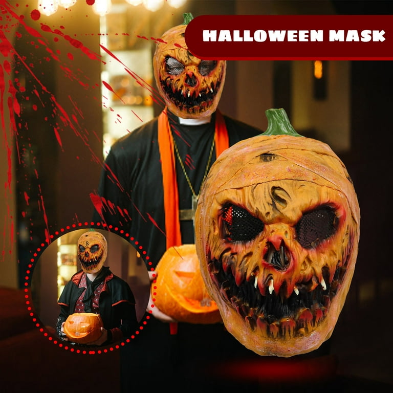Novelty Scary Halloween Scary Latex Full Head Pumpkin Mask Halloween Creepy  Latex Pumpkin Head Mask Halloween Costume Party Prop - AliExpress