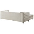 thumbnail image 5 of Glory Furniture Velvet Upholstered Chaise Sofa with Faux Jewel Tufting and Chrome Legs, Ivory, 5 of 5
