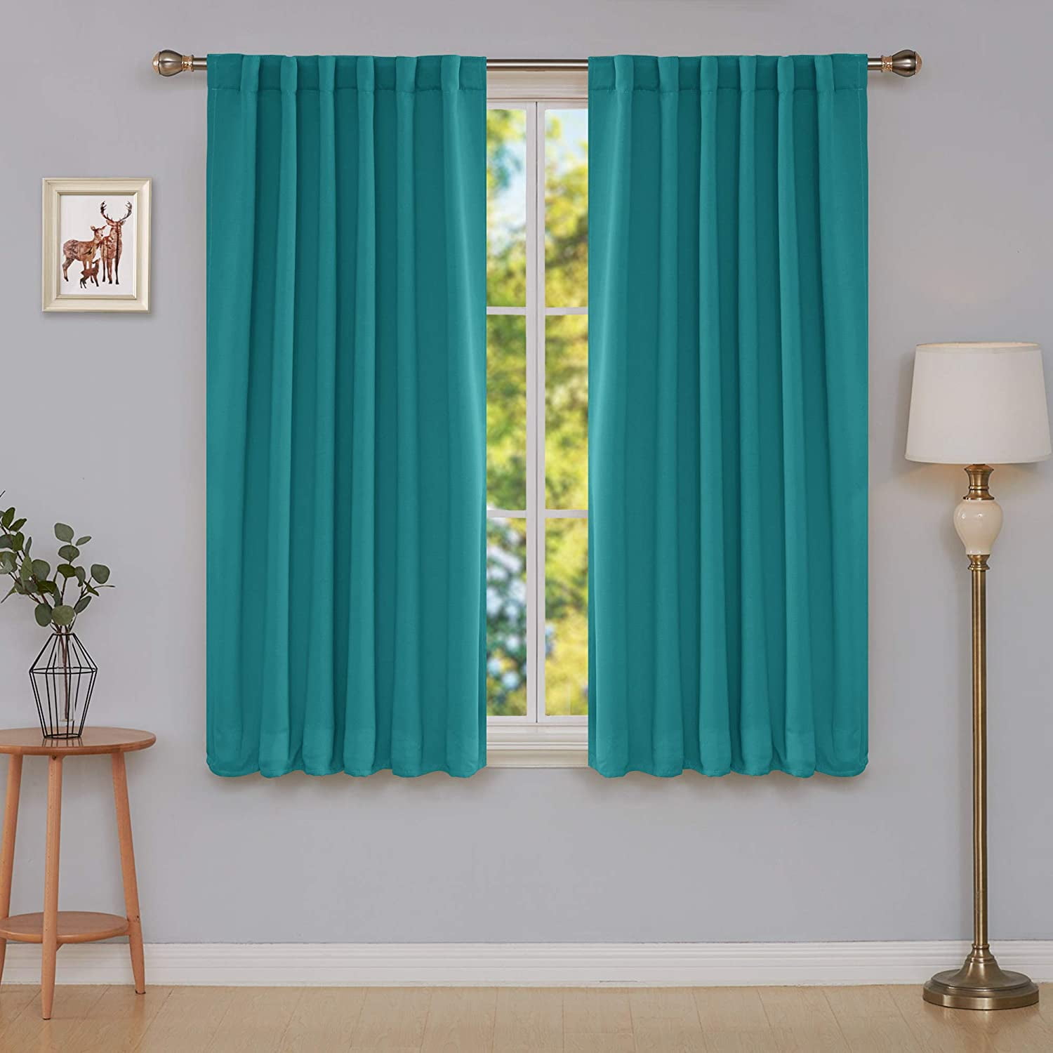 Deconovo Solid Back Tab and Rod Pocket Curtains Thermal Insulated