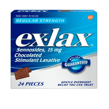Ex-Lax Regular Strength Chocolated Stimulant Laxative Constipation Relief Pills - 24 Count