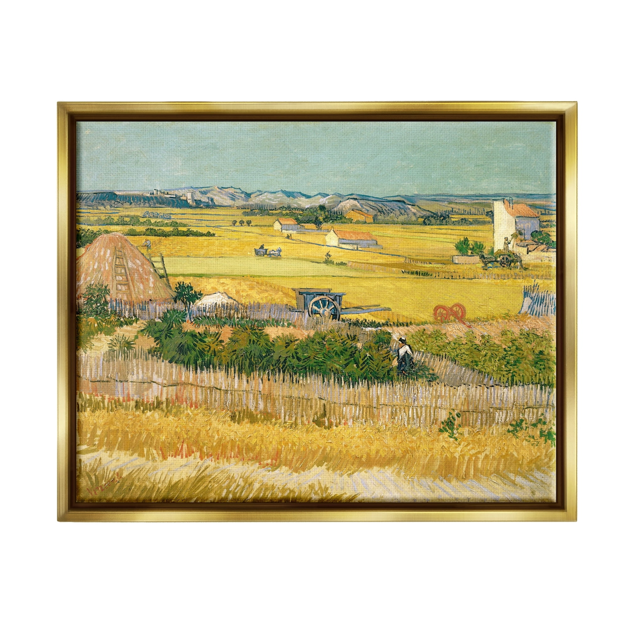 Stupell Industries The Harvest Vincent van Gogh Classic Painting Painting Metallic Gold Floating Framed Canvas Print Wall Art, Design by one1000paintings