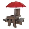 Wooden Squirrel Feeder Squirrel Squrrill Picnic Table for Outside Yard With Umbrella 2