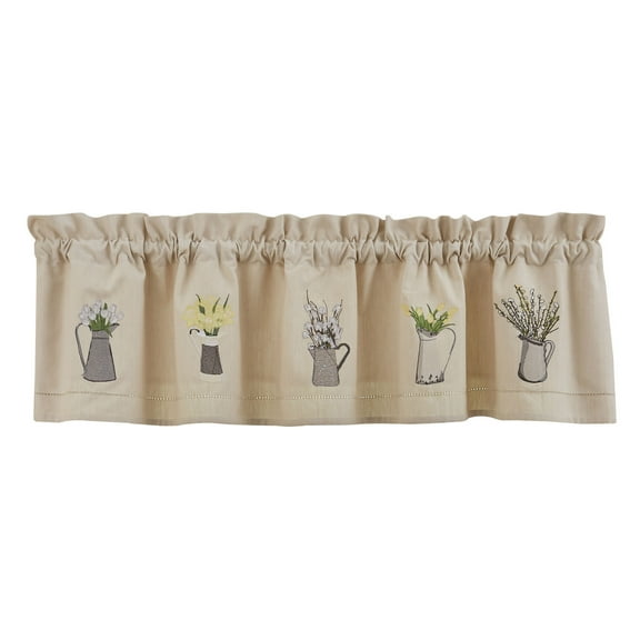 Park Designs Pitcher With Flowers Embroidered Lined Valance 60'' x 14''