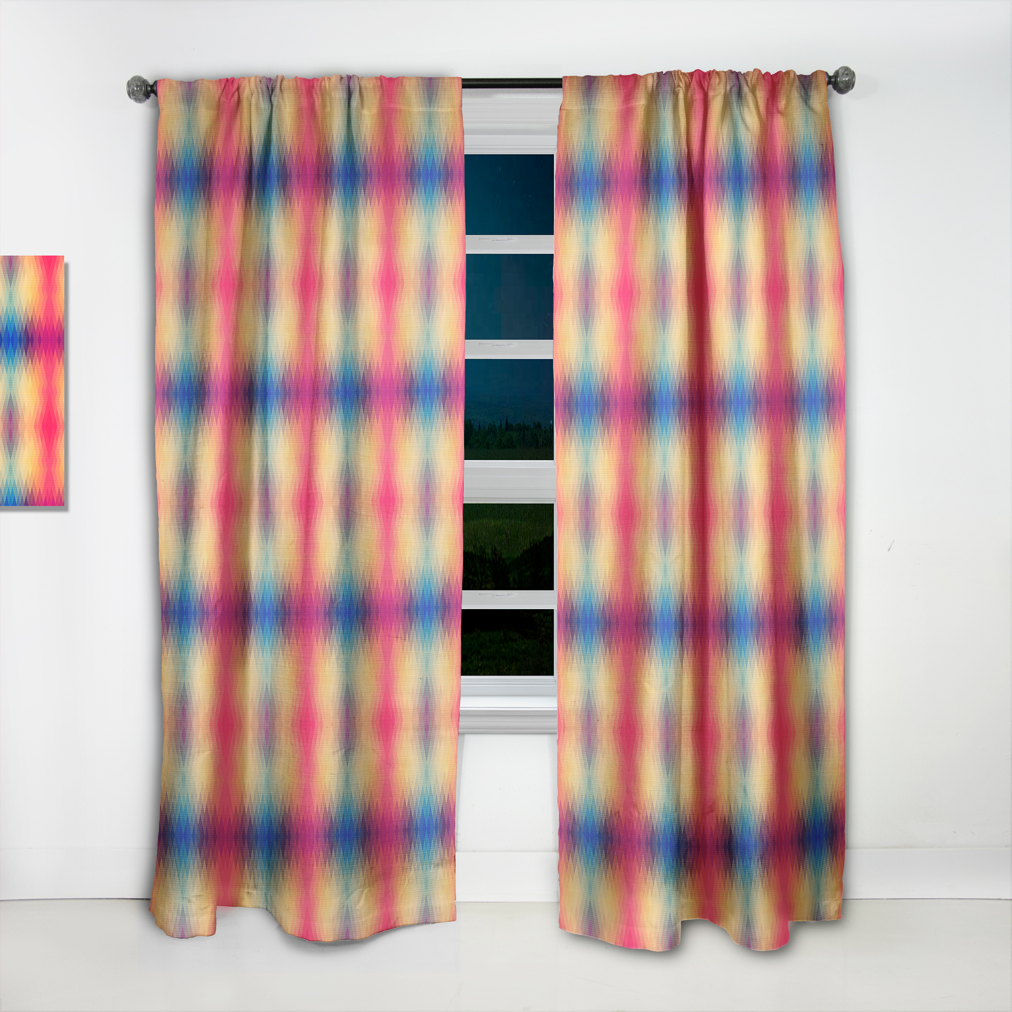 Designart 'Triangular Shapes Colourfields VIII' Modern Curtain Panel