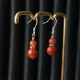 thumbnail image 5 of K-KED Fashion 8-10mm Red Agate Gourd Shaped Eardrops Hook Wedding Classic AAA-Gold, 5 of 9