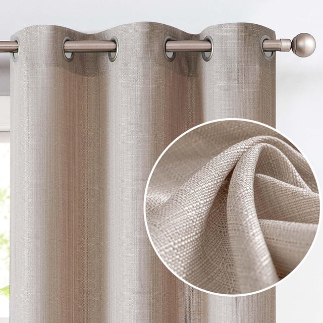 Cortinas Jinchan Taupe Texturizadas en Lino 160x160cm 2 Paneles