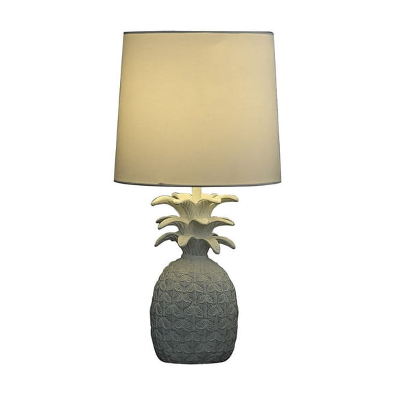 JUYG 17" Coastal White Tropical Pineapple Table Lamp