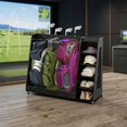 thumbnail image 1 of Morufur Golf Bag Storage Rack with Locking Wheels, 3 Golf Bags Organizer for Garage Car Trunk, Black, 1 of 9
