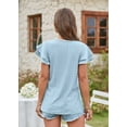 thumbnail image 2 of Purcoar Women Tops Loose Fit V-Neck Ruffle Sleeve Summer Casual T-Shirt, 2 of 5