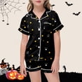 thumbnail image 2 of RMGVDSD Girls Halloween Pajamas Set 2 Piece Sleepwear Kids Cartoon Print Short Sleeve Shirt and Shorts Pajama Sets Stylish Loungewear 4-5 Years, 2 of 5