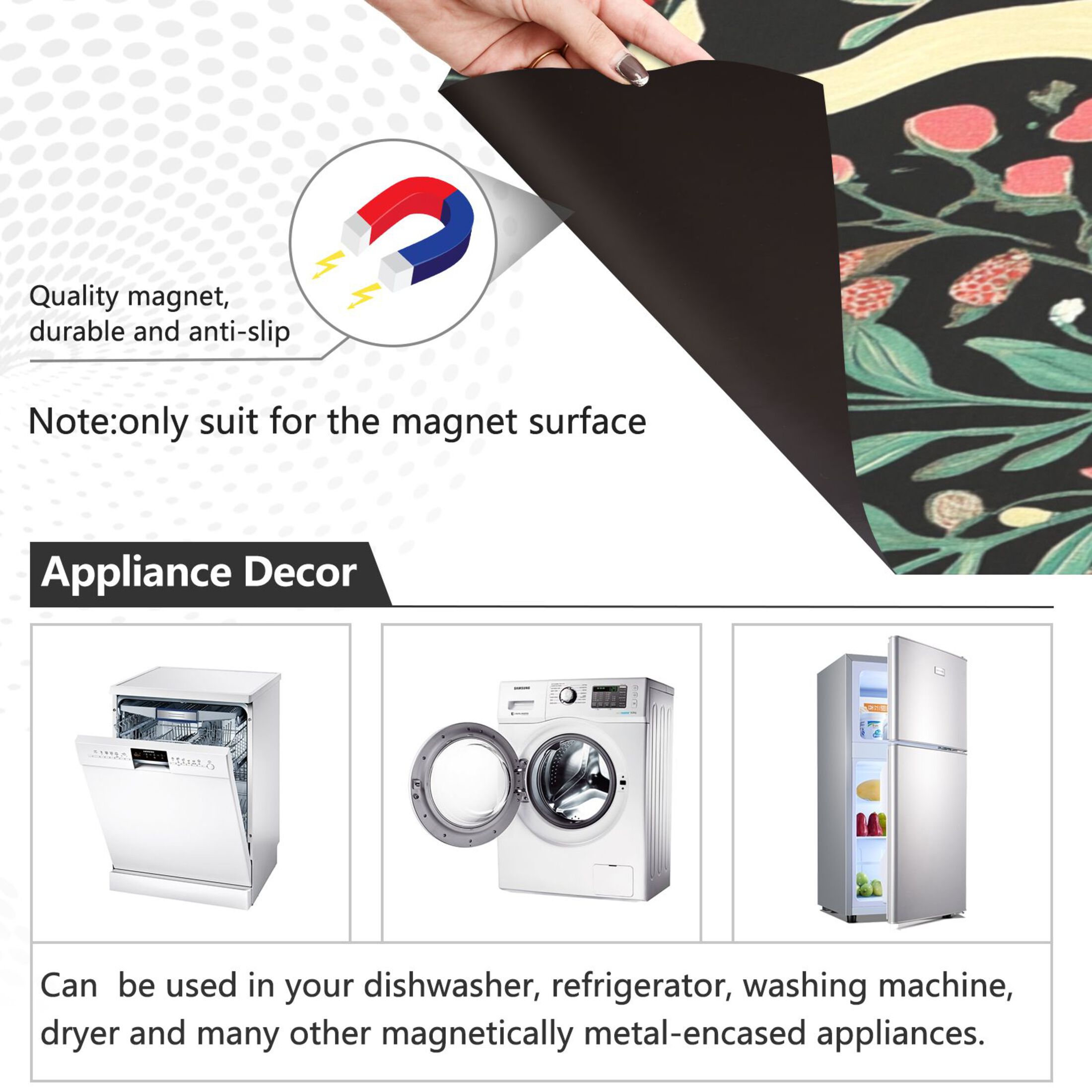Dishwasher Magnetic Sticker 23x26 Inch Refrigerator Magnetic Sticker Washing Machine Magnetic Sticker Kitchen Panel Magnetic Sticker Home Decor Two Beautiful Cranes