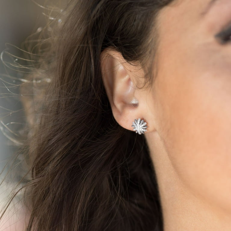 Starburst Stud Earrings with Rope Sterling Silver with Cubic Zirconia Starburst Stud Earrings with Rope Sterling Silver with Cubic Zirconia