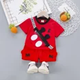 thumbnail image 2 of Traje de dos piezas de manga corta de verano para bebés de 1 a 3 años, Camiseta de algodón puro con estilo de dibujos animados, versión coreana, ropa para niños Tr, 2 of 5