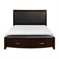 thumbnail image 2 of Benjara Jalin California King Bed, 2 Drawer Storage Footboard, Black Faux Leather, 2 of 5