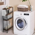 thumbnail image 2 of Slim Storage Cart Narrow Laundry Cart on Wheels Utility Kitchen Rolling Rack with Wood Tabletop Mobile Shelving Unit Bathroom Storage Organizer Slide Out Rolling Tower for Narrow S, 2 of 7