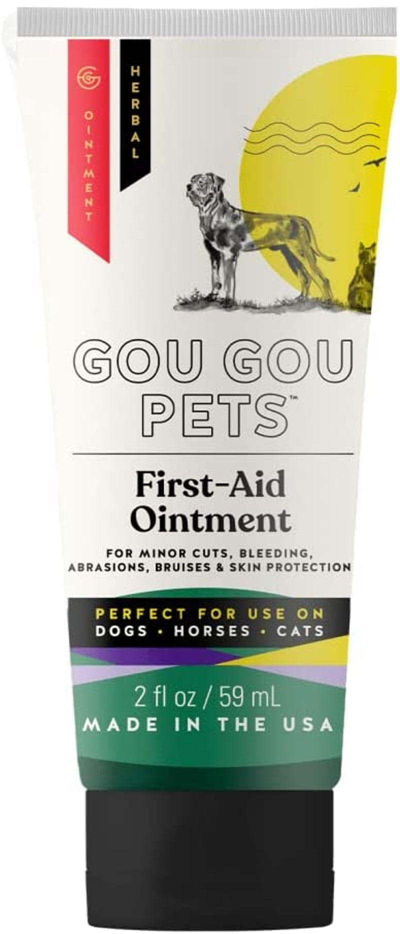 Gou Gou Pets Holistic Natural Derived First Aid Ointment for Dogs, Cats, and Horses for Many