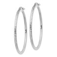 thumbnail image 5 of Diamond2Deal 14K White Gold Diamond-Cut 2mm Round Tube Hoop Earrings for Women (L- 1.58 inch, W- 0.08 inch), 5 of 6