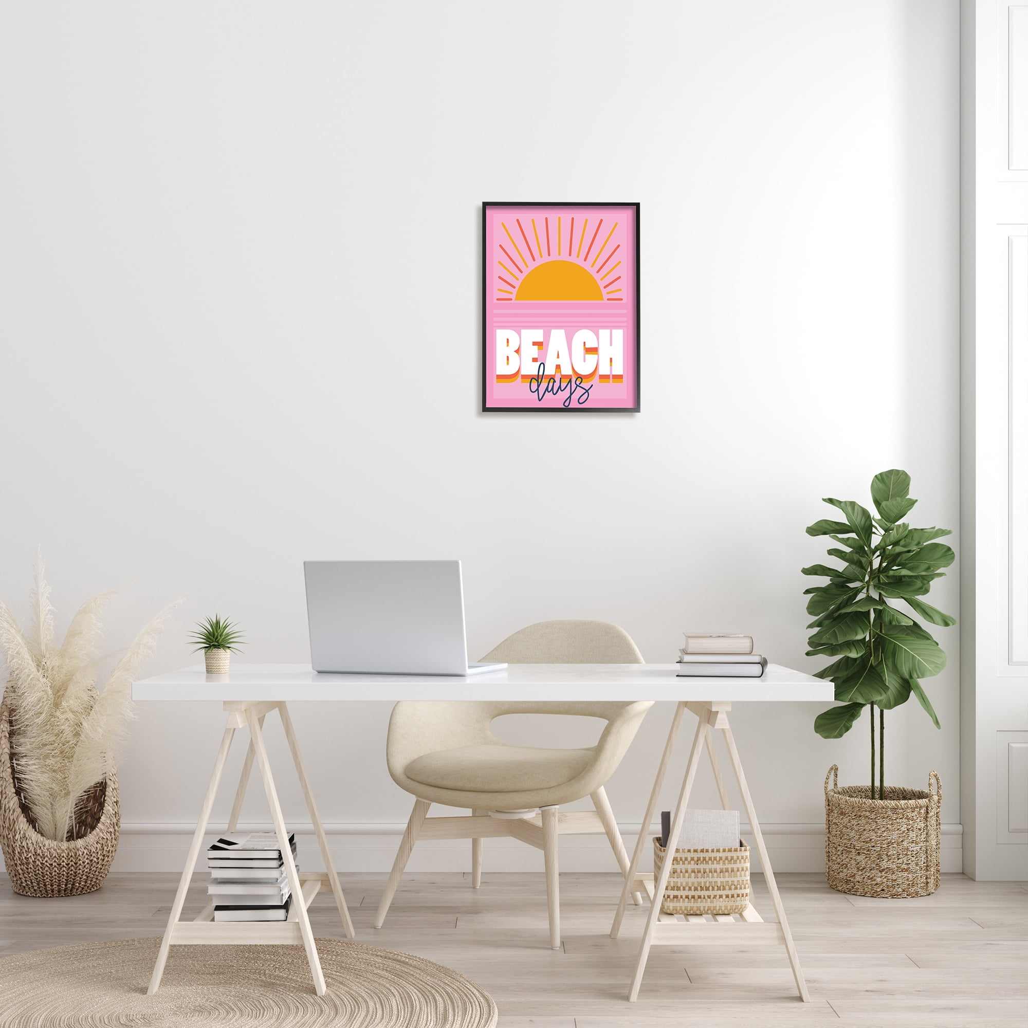 Stupell Industries Beach Days Quote Rising Sun Ray Horizon Pink, 16 x 20, Designed by Angela Nickeas