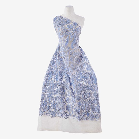 Zelouf Pippy Cored Embroidery Lace Mesh  , Sewing, DIY, Crafts Fabric by the Yard, Serene Peri, 3 Yard