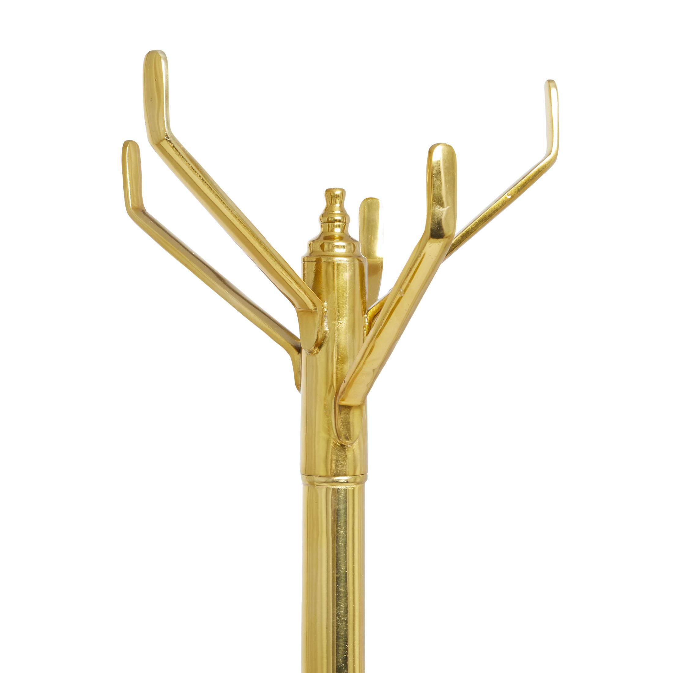 DecMode 15" x 69" Gold Aluminum Metal Sleek 4 Hook Coat Rack, 1-Piece