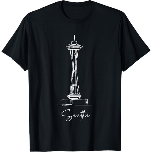 Seattle Washington Sketch Downtown Space Needle T-Shirt