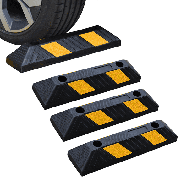 BESEA 21 inch Rubber Curb Parking Stopper for Garage, 4 Pack Heavy Duty Parking Curb Garage Wheel Stopper