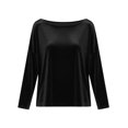 thumbnail image 4 of Velvet Tops for Women Elegant Crewneck Long Sleeve Velour Tops Fashion Loose Fit Dressy Casual Business Work Shirts, 4 of 6