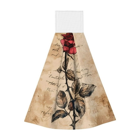 

Disketp Vintage Rose Botanical Art Hanging Kitchen Towel Tie Towels Tea Bar Dish Cloths Dry Towel for Laundry Room Decor (18*14in)