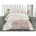 thumbnail image 3 of Ambesonne Coral Quilted Bedspread Set 3 Pcs, Antique Royal Bouquet, King Size, Coral Pale Pink, 3 of 5