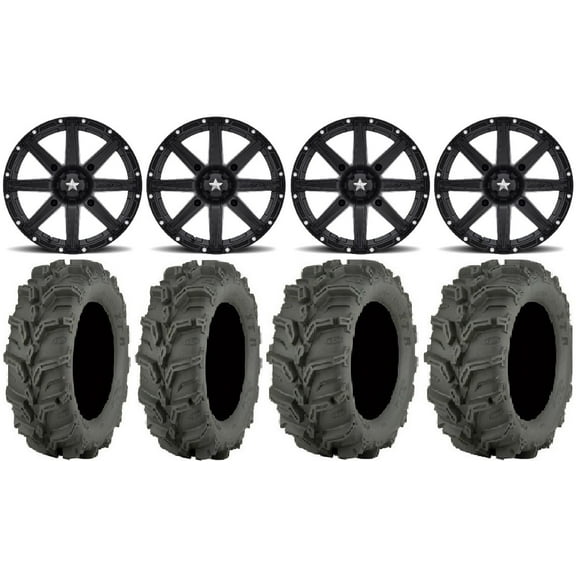 MSA Black Clutch 12" ATV Wheels 25" Mud Lite XTR Tires Sportsman RZR Ranger