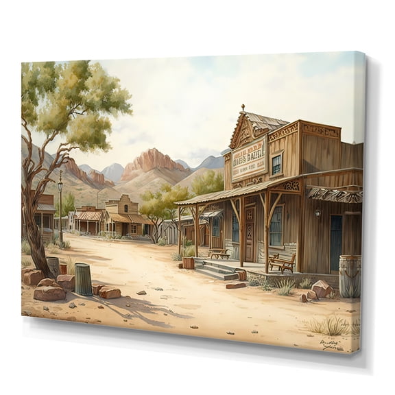 Designart Arizona Wild West Town V Canvas Wall Art