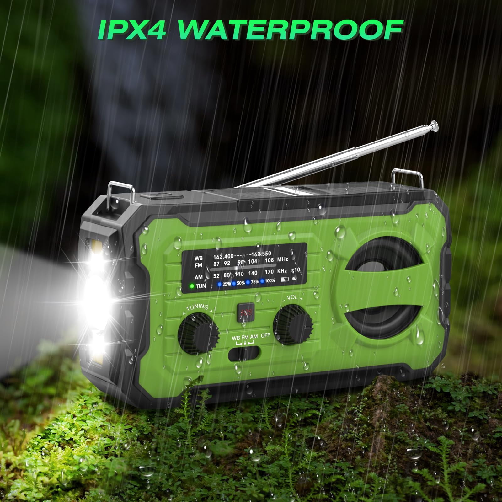 Emergency Weather Radio 37000mwh Solar Hank Crank Usb Charged With Noaa/am/fm  Flashlight Reading Light Sos Alarm For Kit Indoor Outdoor Power Outage