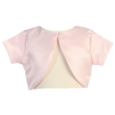 Lito Little Girls Pink Satin Special Occasion Bolero Shrug 4-5