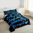 thumbnail image 3 of Feelyou Outer Space Planet Full Size Comforter Sets, Cartoon Rosket Print Bedding Comforter Set, Teens Boys Girls Kids Reversible Bedding Sets, Super Cozy Room Decor, 3-Piece, 3 of 8