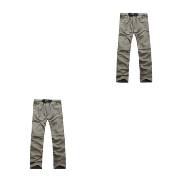 Minnieouse Pantalones de verano para hombre, pantalones largos desmontables para senderismo, pantalones cortos con cintura elástica Caqui SG 2piezas