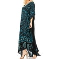 thumbnail image 3 of Sakkas Tacy Women's Casual Boho Summer Maxi Dress Caftan Kaftan Cover-up LougeWear - 9-BlackTurquoise - One Size Regular, 3 of 5