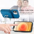 thumbnail image 5 of Compatible with iPhone 11 Card Slot Back Case, 360 Degree Rotatable Ring Stand Plating Button PU Leather Support Magnetic Car Mount Phone Case Cover for iPhone 11, Blue, 5 of 14