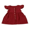 thumbnail image 1 of Toddler Girls Solid Color Dress Summer Ruffle Linen Baby Mini Skirt Cqh, 1 of 6