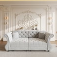 thumbnail image 5 of Chesterfield Pull Out Convertible Sofa Bed, Classic Flower Tufted Velvet Loveseat Sleeper Couch With Roll Arms and Pillows, for Living Room Apartment Office, 5 of 16