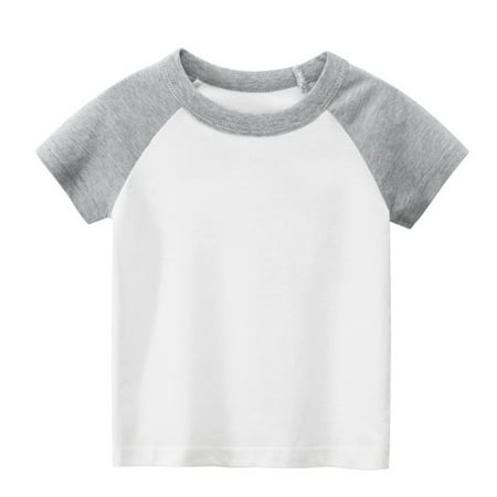 

nsendm Boys Tops Size 8 Toddler Kids Baby Boys Girls Color Block Short Sleeve Crewneck T Shirts Tops Tee Boys Muscle Grey 4-5 Years