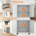 thumbnail image 4 of SUPEER Metal Storage Cabinet with 2 Drawer and Pegboards,71" H Top Workbench Mobile Tool Chests Garage Cabinets with 4 Wheels,Tool Cabinets for Home,Office,Shop，Assembly Required, Gray, 4 of 7