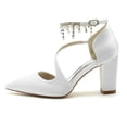 thumbnail image 3 of Women's Pumps High Heel Pearls Rhinestones Ankle Strap 8.5CM Fashion Wedding Shoes, 3 of 5