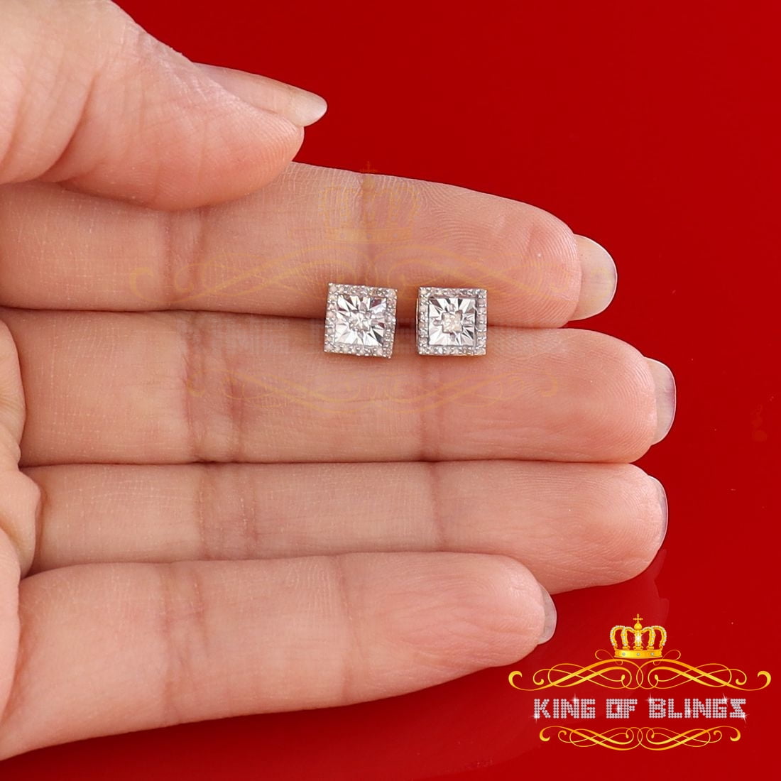 King of Bling's Aretes Para Hombre 925 Yellow Silver 0.25ct Diamond Women's/ Men's Stud Earrings