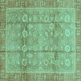 thumbnail image 1 of Ahgly Company Machine Washable Indoor Square Oriental Turquoise Blue Traditional Area Rugs, 8' Square, 1 of 4